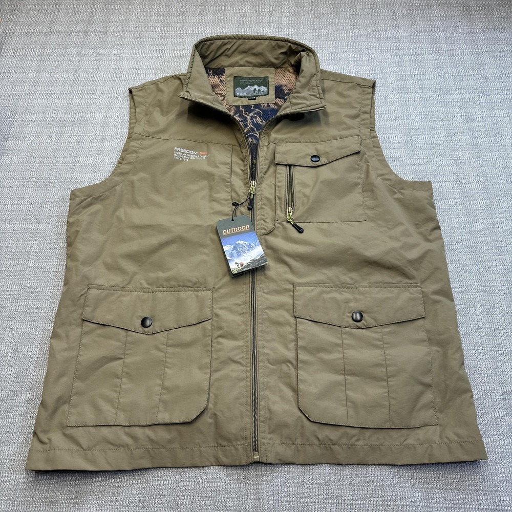 Outdoor Sports Utility Vest Mens 2XL Nylon Hiking Fishing Multi Pocket Mesh